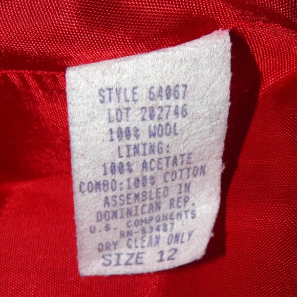 Women's Red Wool Blazer Jacket w/ Metallic Scroll - Picture 9 of 9